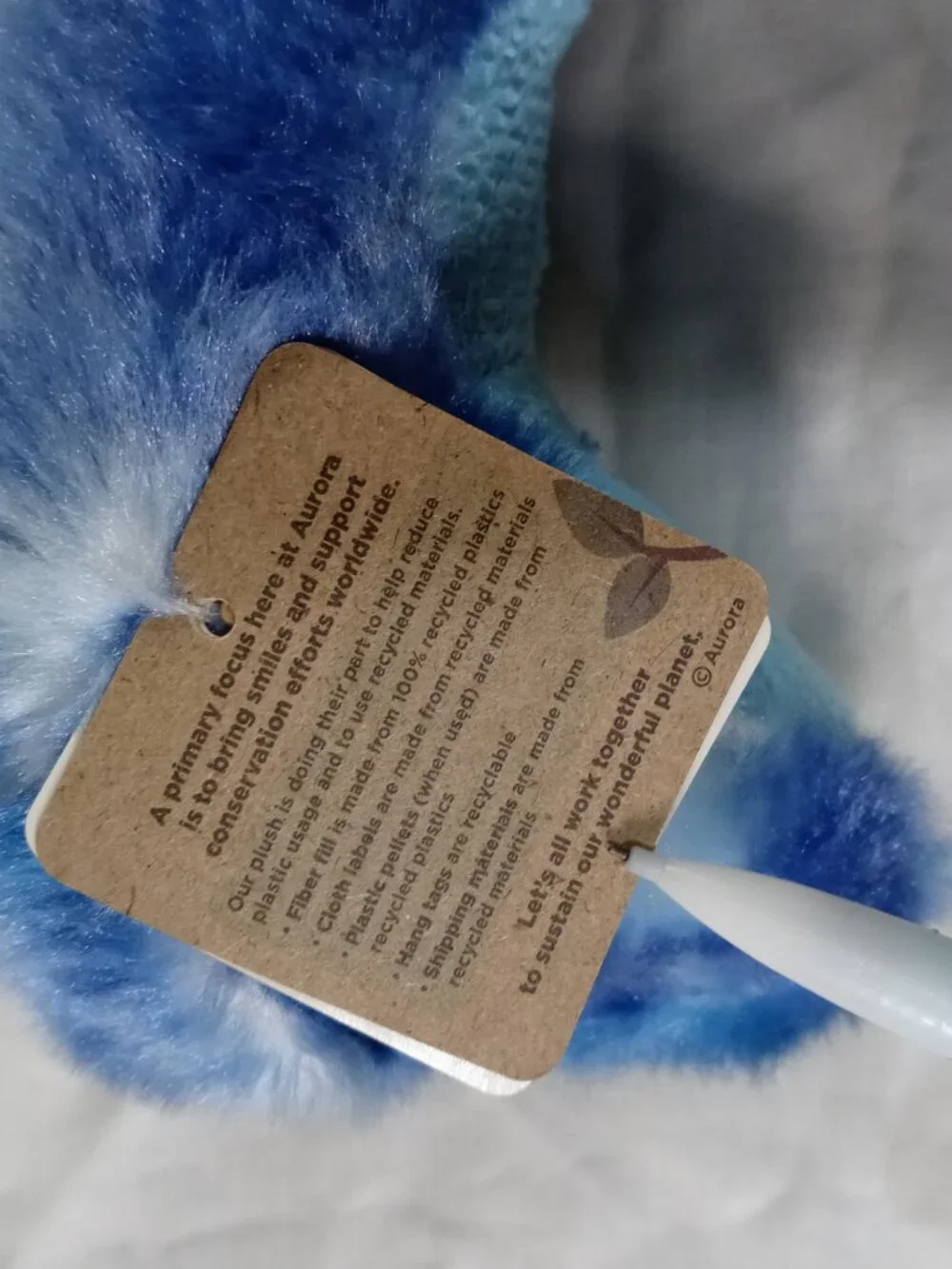 Aurora World Eco Friendly Blue Pattern Dinosaur Stuffed Animal Plush Great Cond